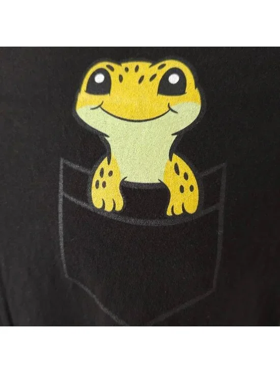 Leopard Gecko T Shirt Womens Size Medium Black Cute Pocket Gecko - Picture 3 of 6